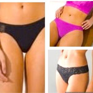 NEW Lot Bundle of 3 Soma Womens Lace Thong Panties Size Small Black Pink